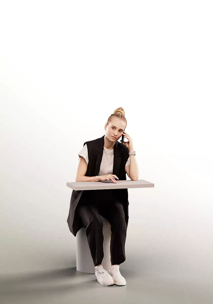 16394 - woman sitting calling Low-poly 3D model