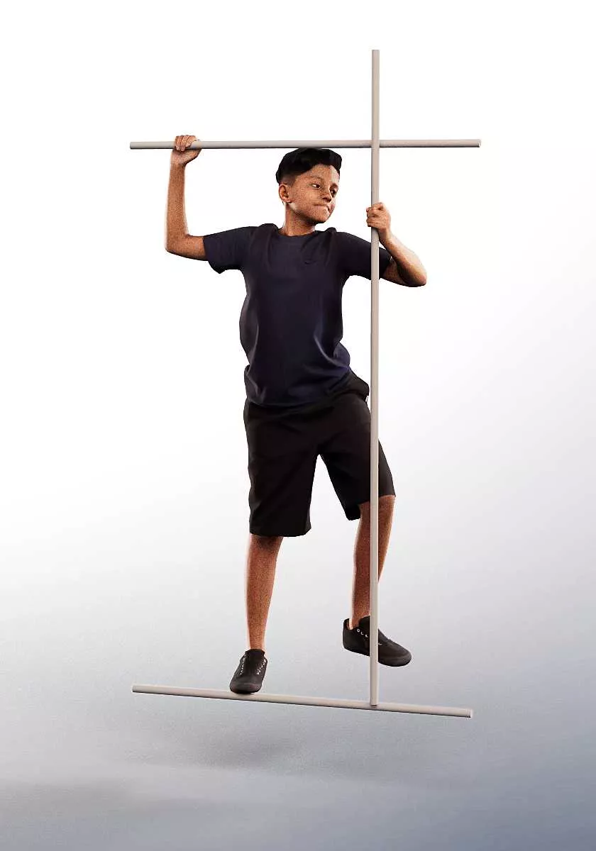 15233 - child playing Low-poly 3D model