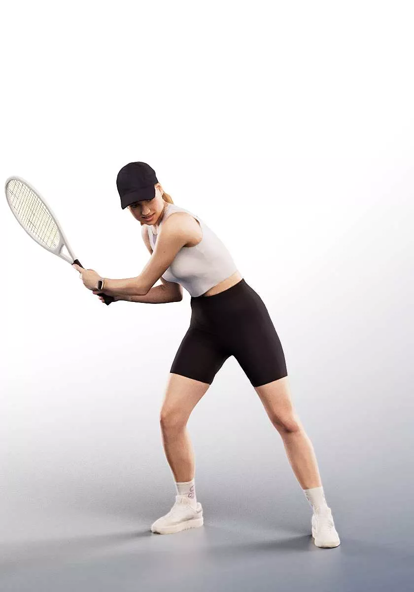 16390 - woman playing tennis Low-poly 3D model