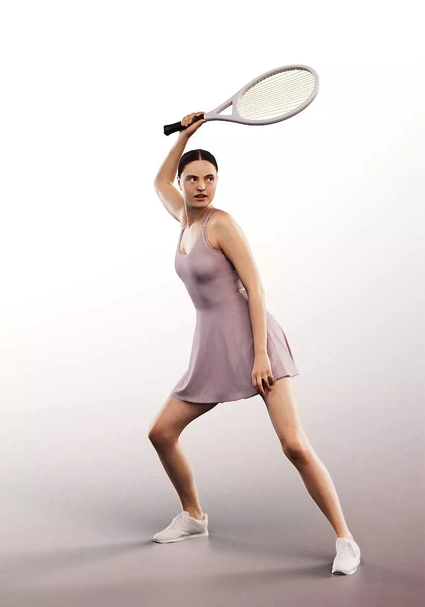 16495 - woman playing tennis Low-poly 3D model