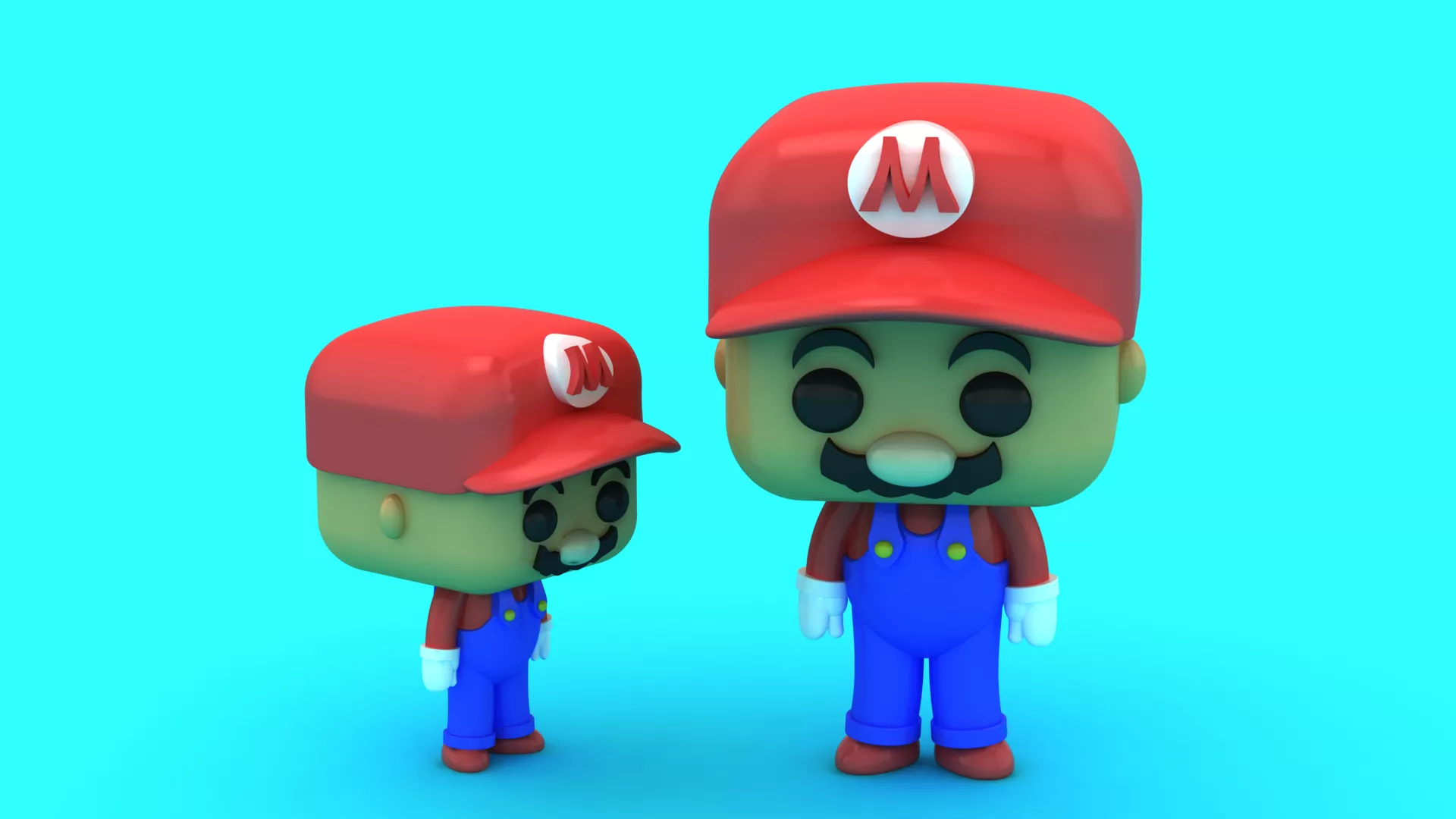 Stylized Video Game Plumber Statue - Multi-Color 3D Print STL 3D print model