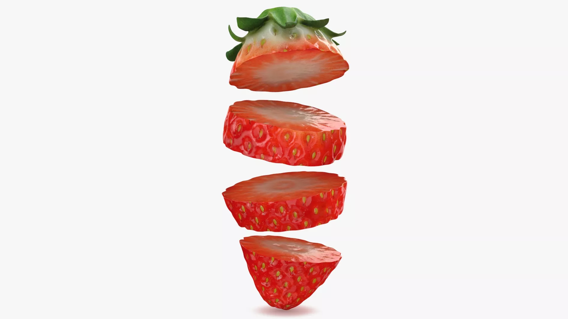 Strawberry Sliced Low-poly 3D model