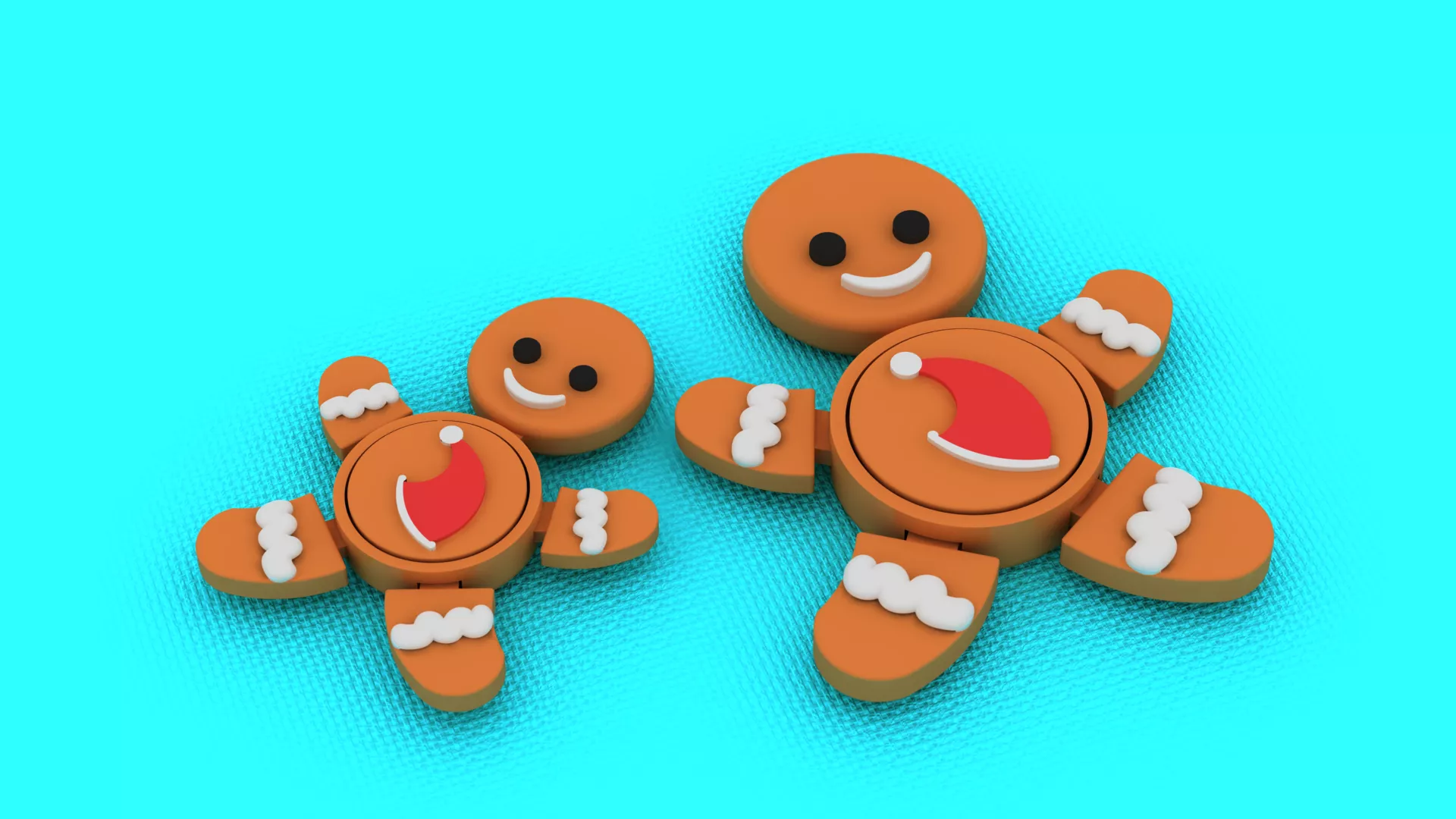 Chibi Gingerbread Holiday Fidget Set - Print-in-Place STL Pair 3D print model