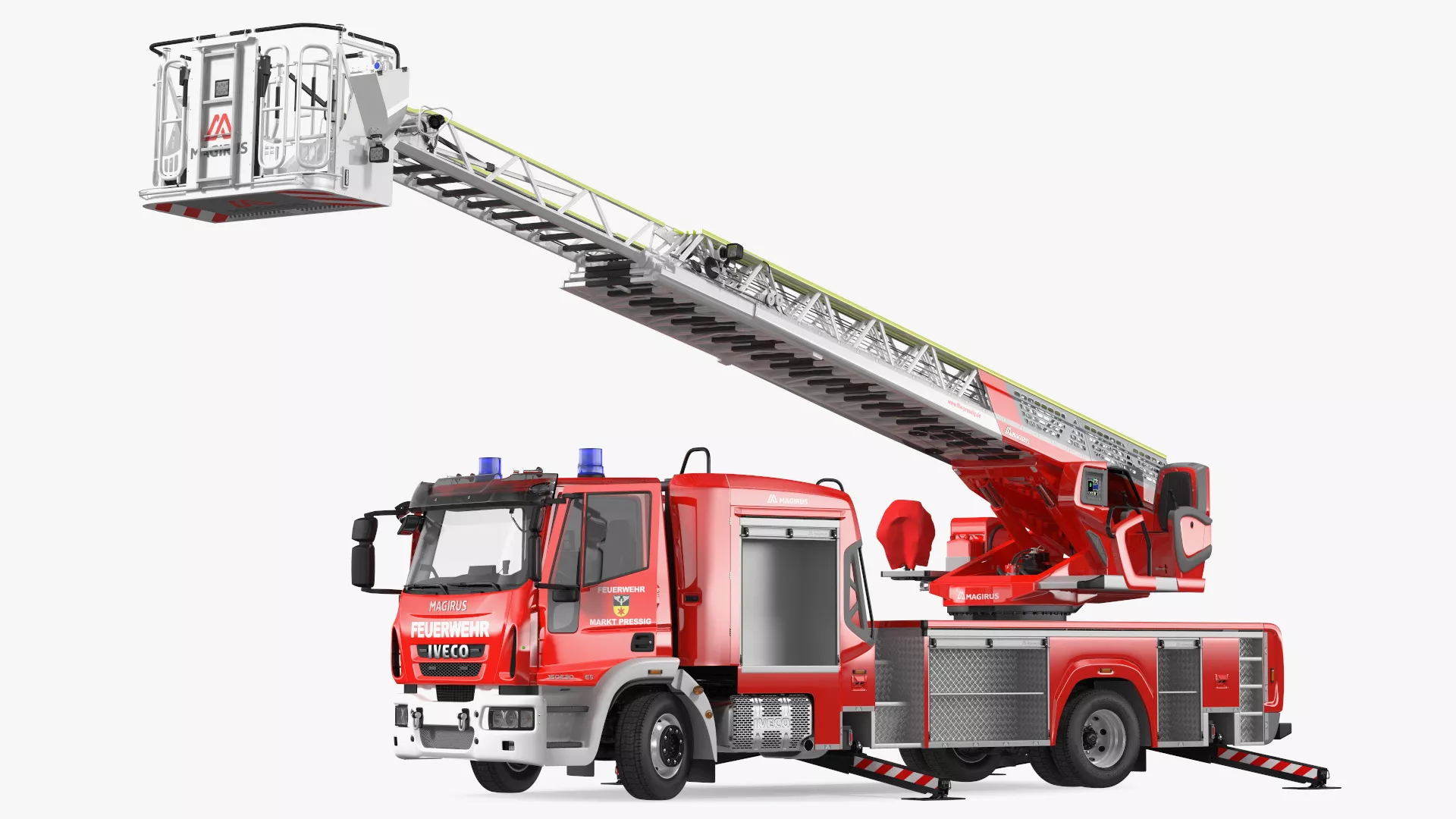 Iveco FF160 Magirus Fire Truck Rigged 3D model