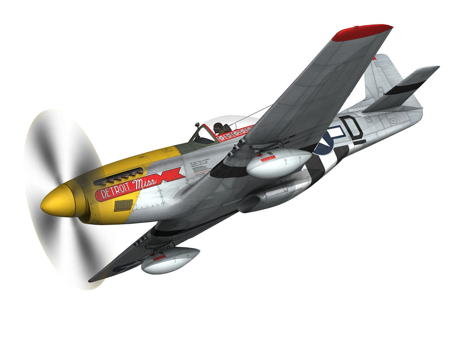 North American P-51D - Detroit Miss 3D model_3