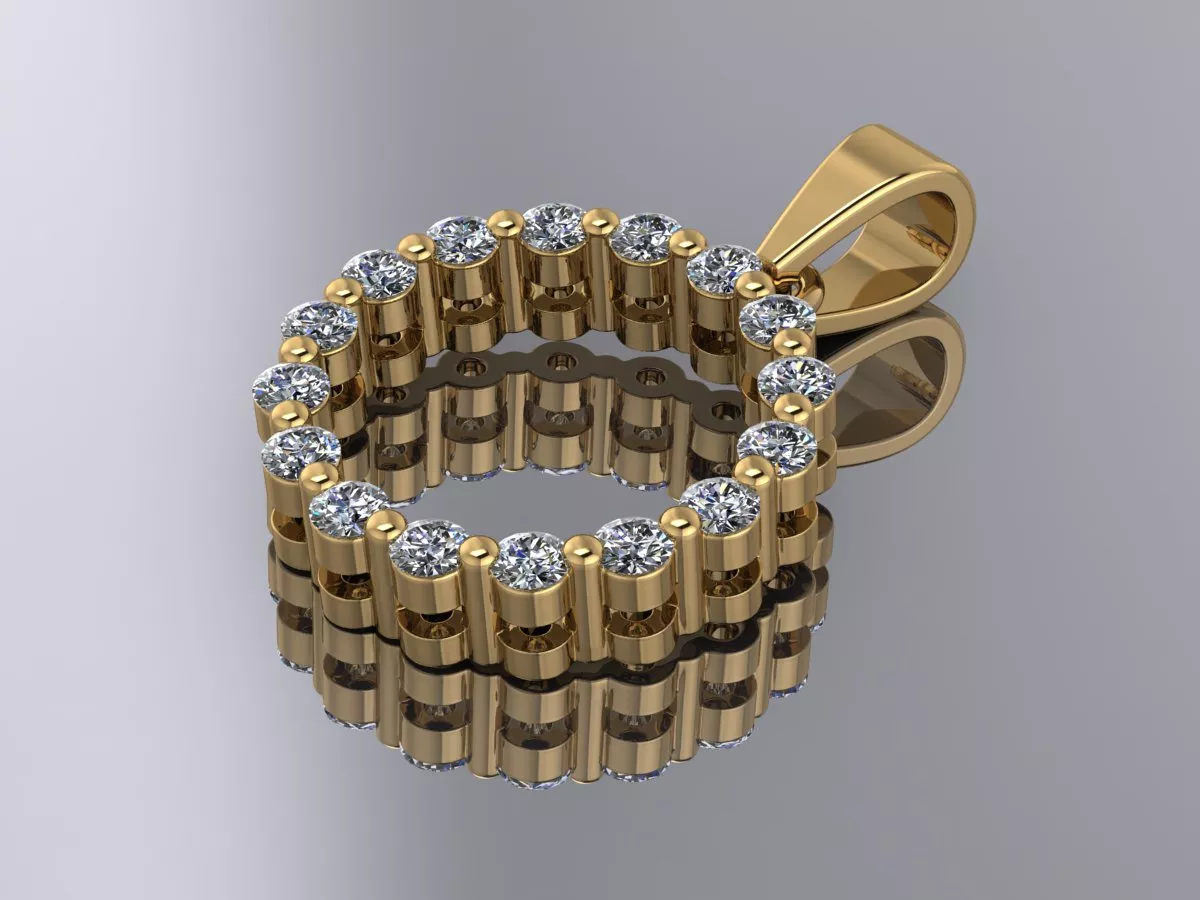 Pendant Gold Diamonds 3d model 3D print model