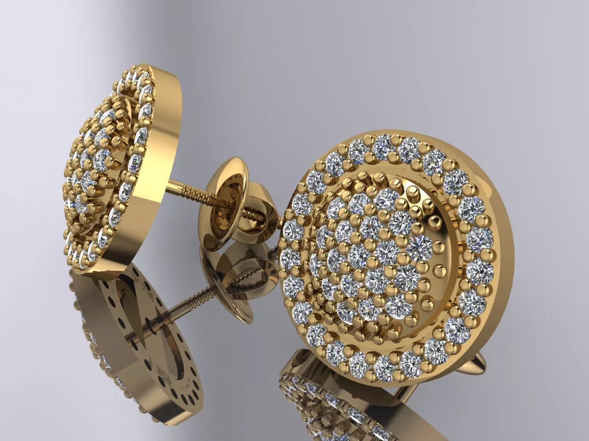 Earrings Gold Diamond 3d model 3D print model