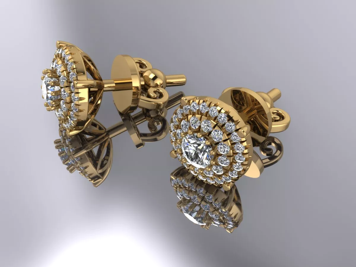 Earrings Gold Diamond 3d model 3D print model