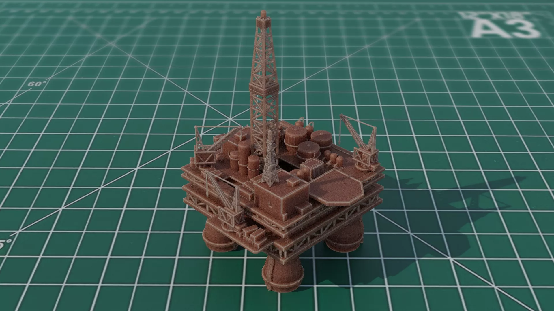 Offshore Oil and Gas Rig Drilling Platform 3D print model