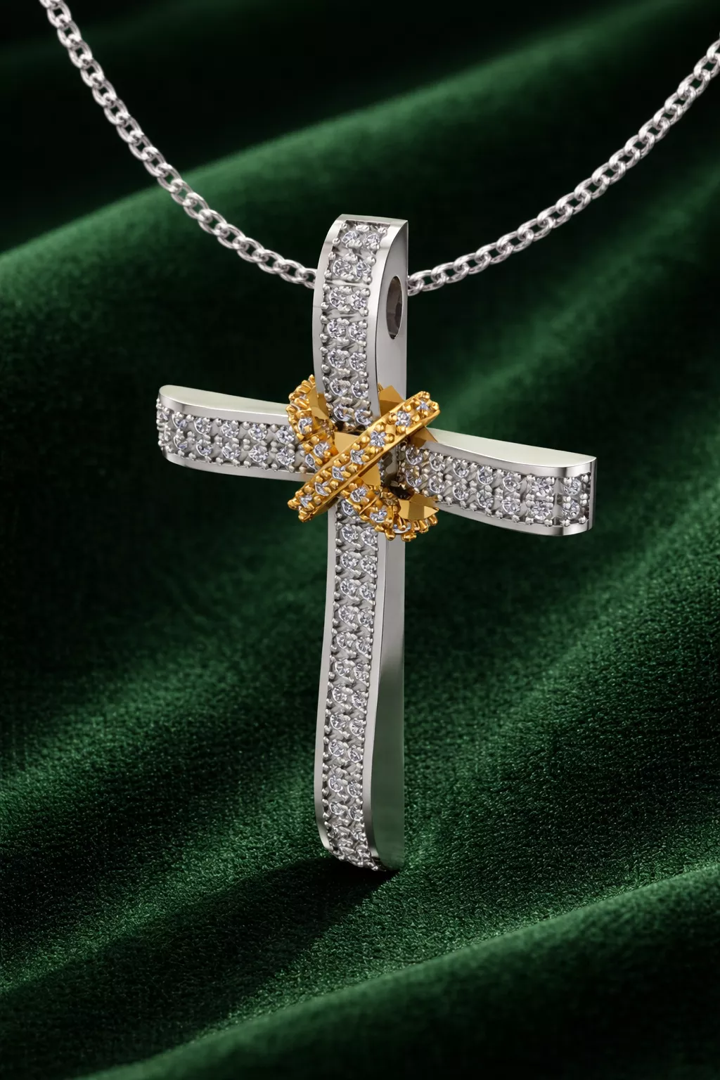 Cross Pendant Gold Diamond 3d model 3D print model