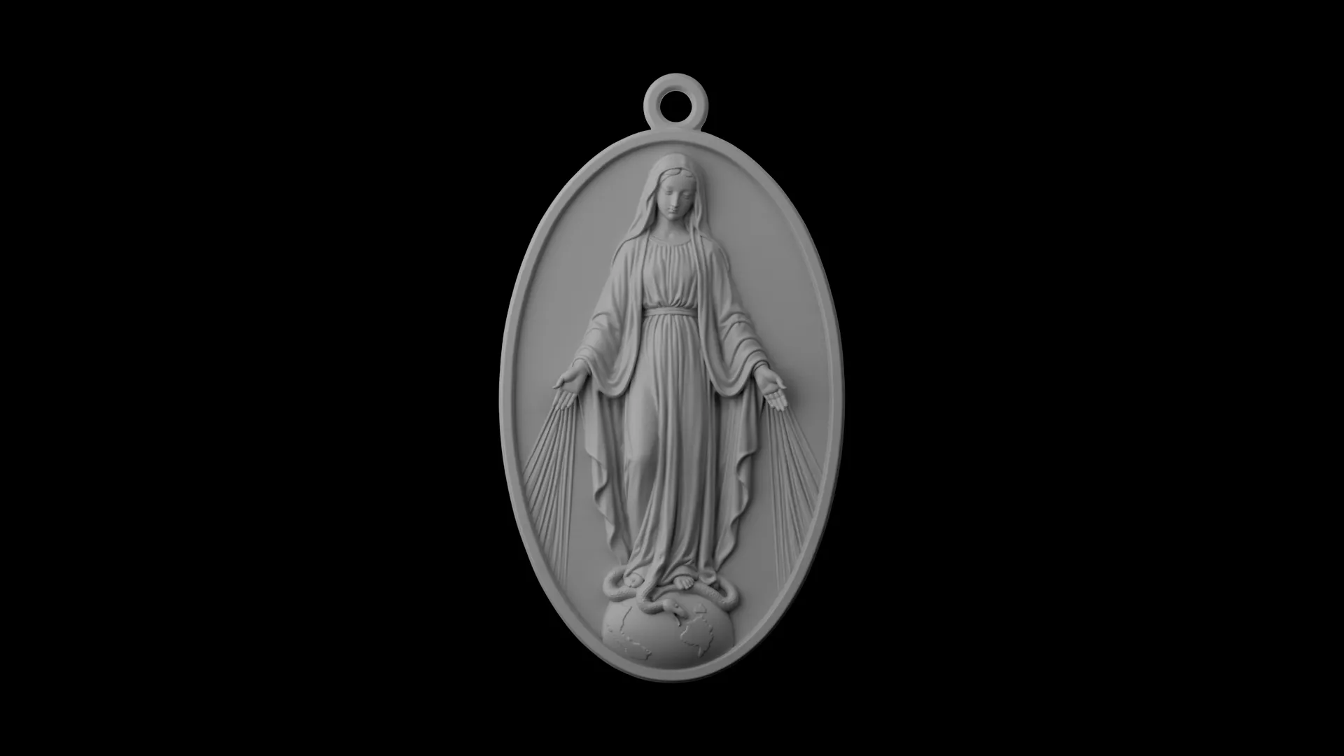 Miraculous Medal Pendant Front 3D print model
