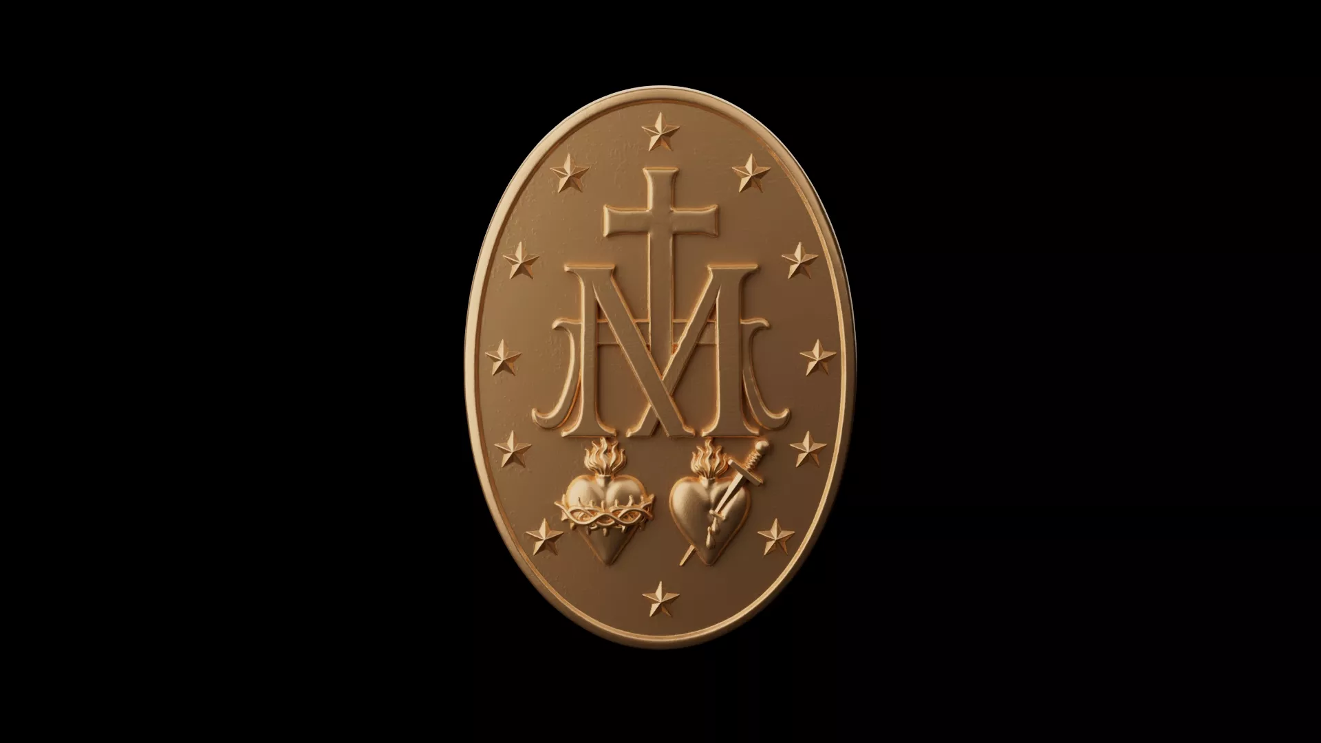 Miraculous Medal Pendant Reverse 3D print model