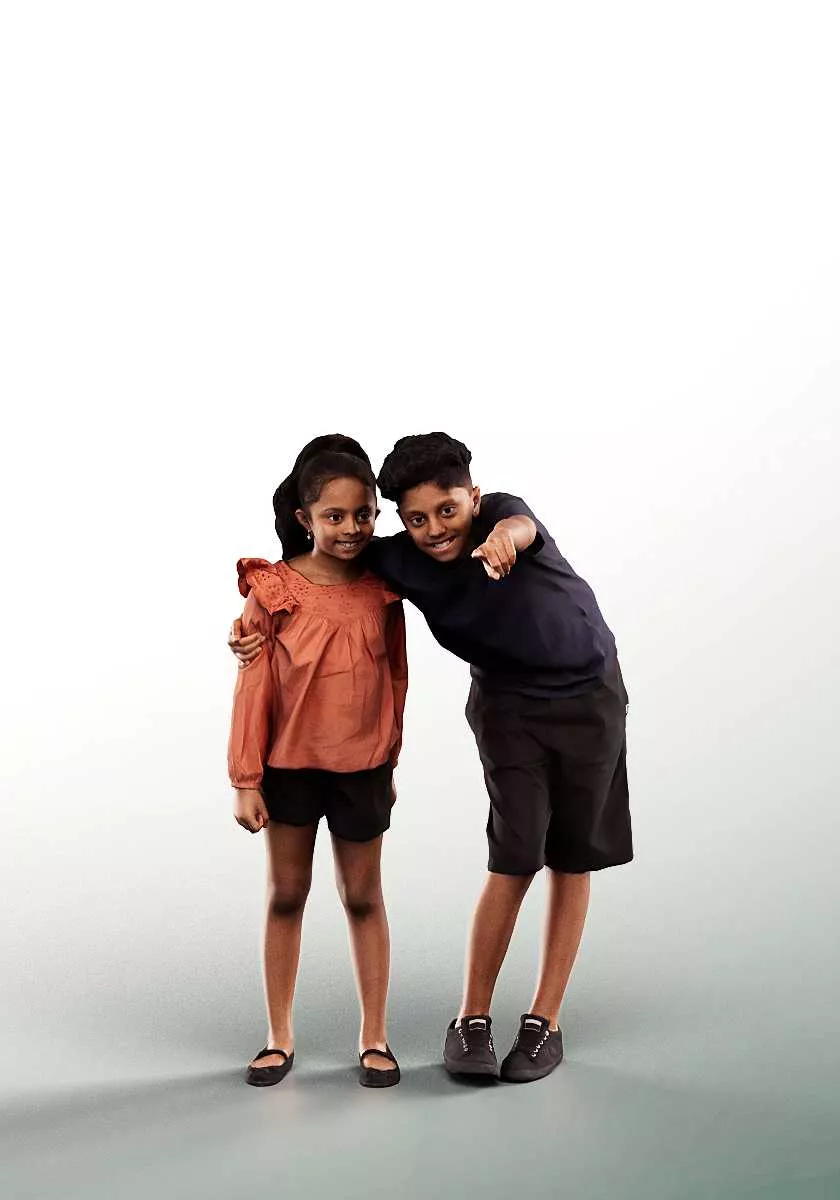 14432 - children playing pointing Low-poly 3D model
