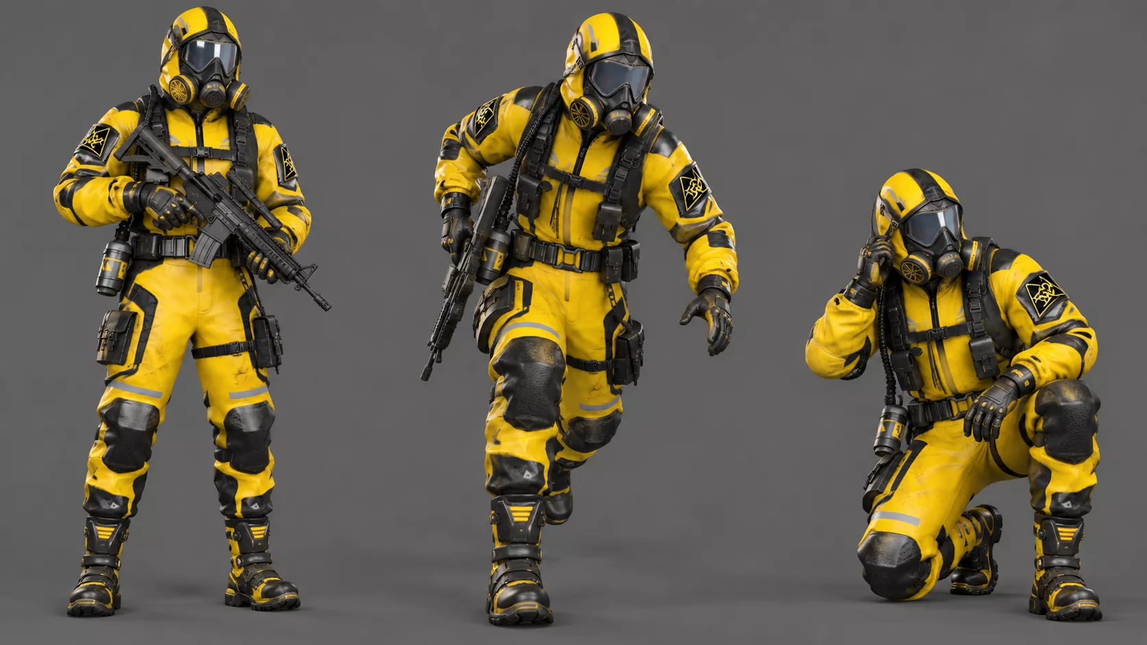 Hazmat Suit Character Rigged Game Ready Low-poly 3D model