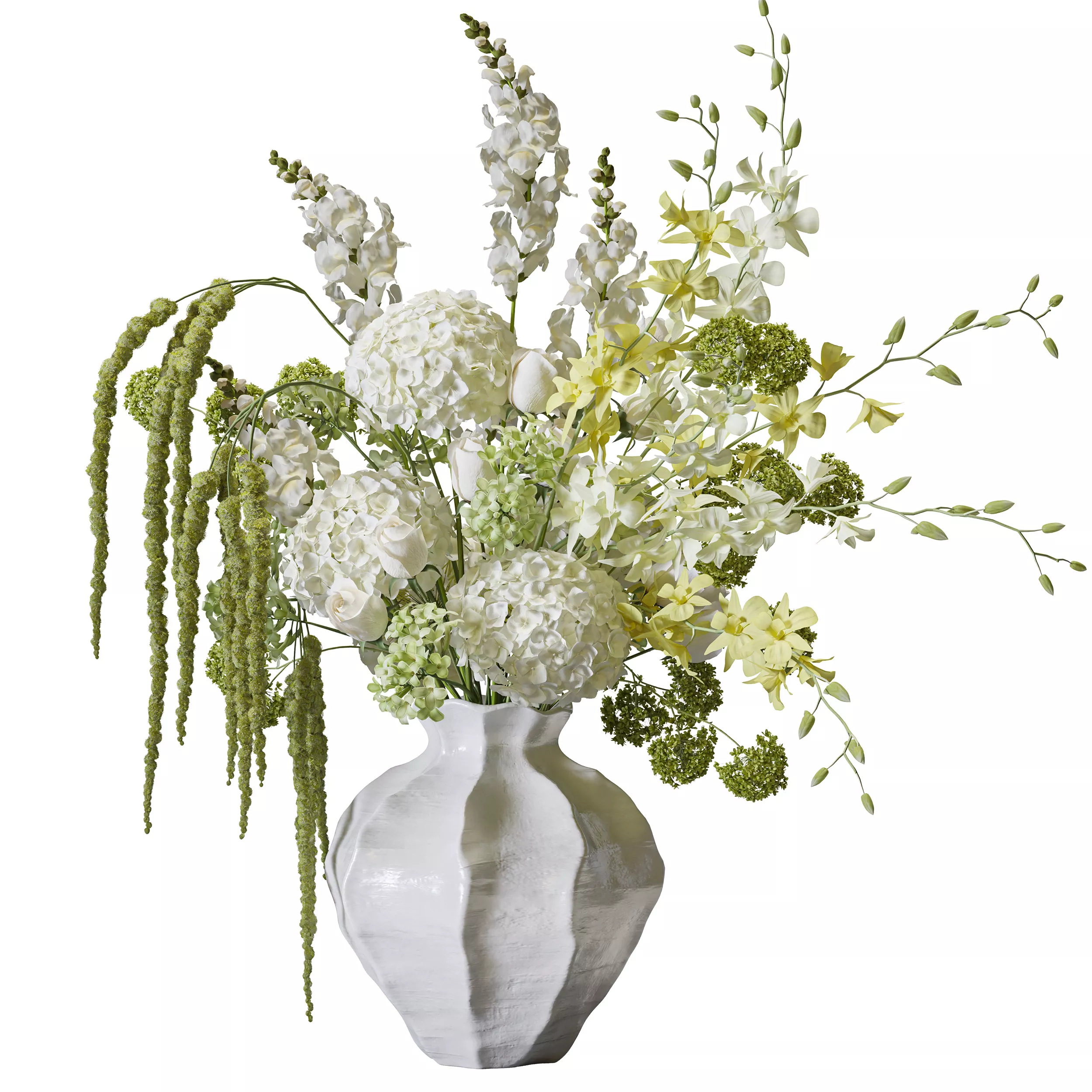 Flower Set 201 White Hydrangea Orchid Amaranthus 3D model