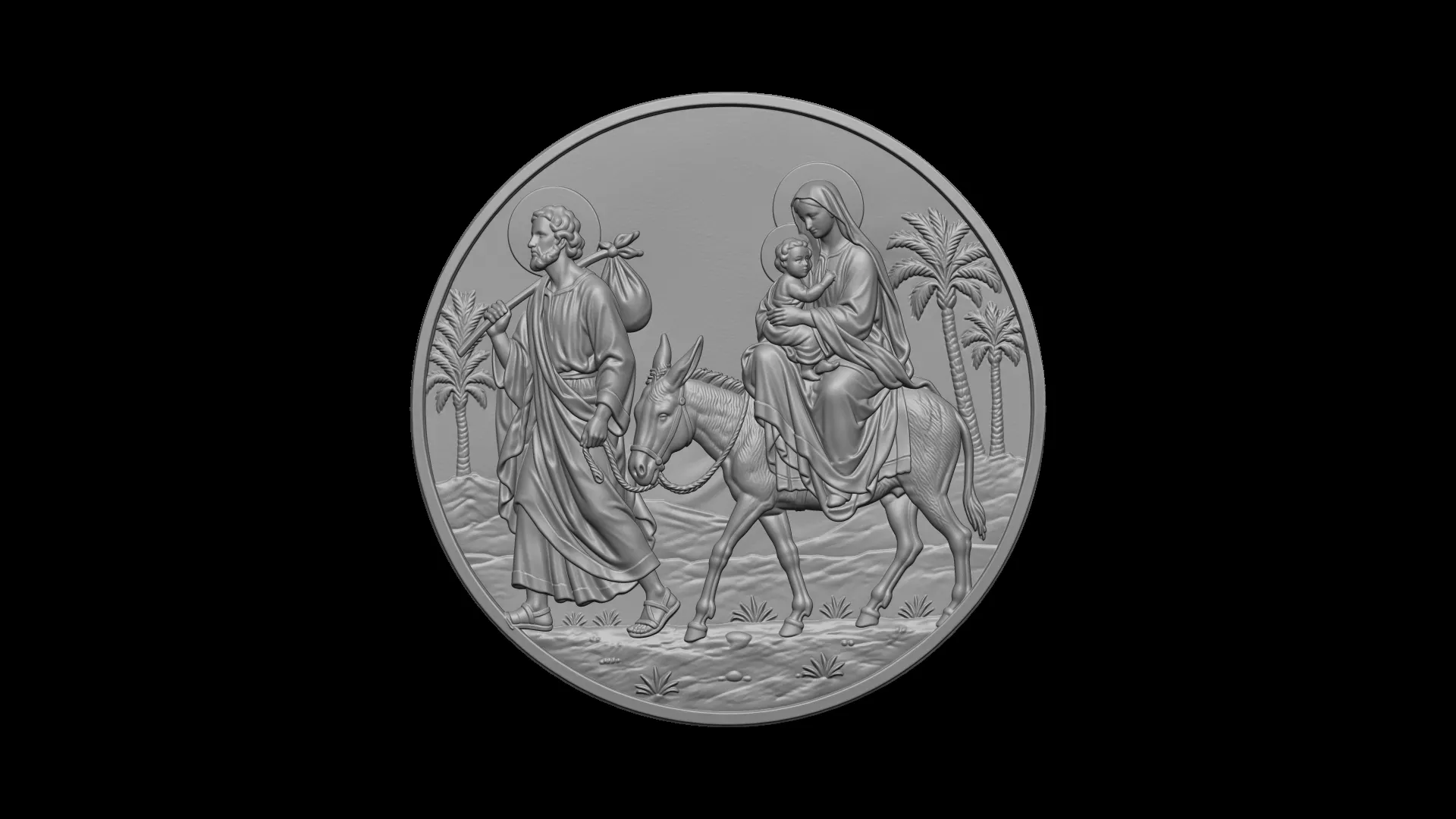 Flight into Egypt Medallion 3D print model