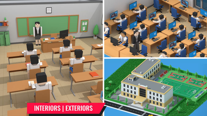SimplePoly School Interiors - Low Poly Assets Low-poly 3D model