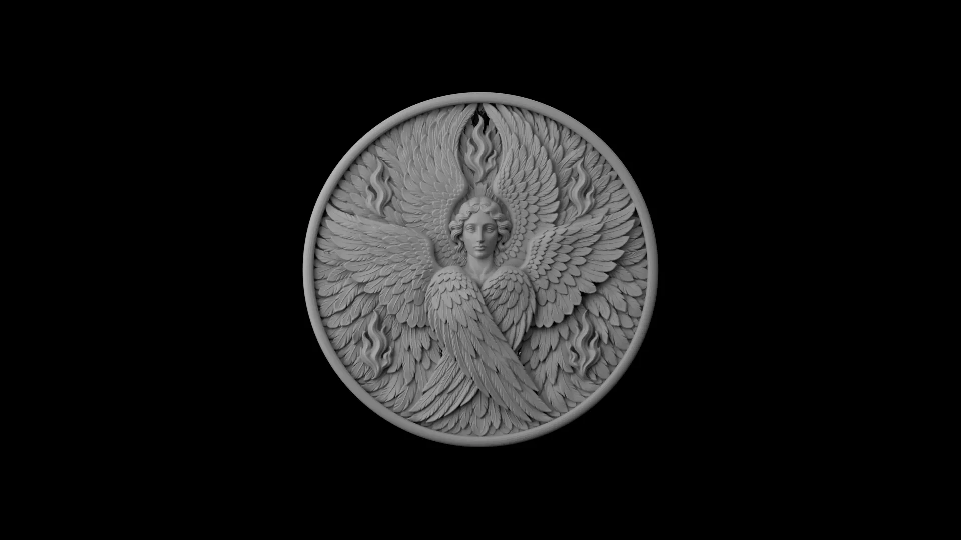 Six-Winged Seraph Medallion Pendant 3D print model