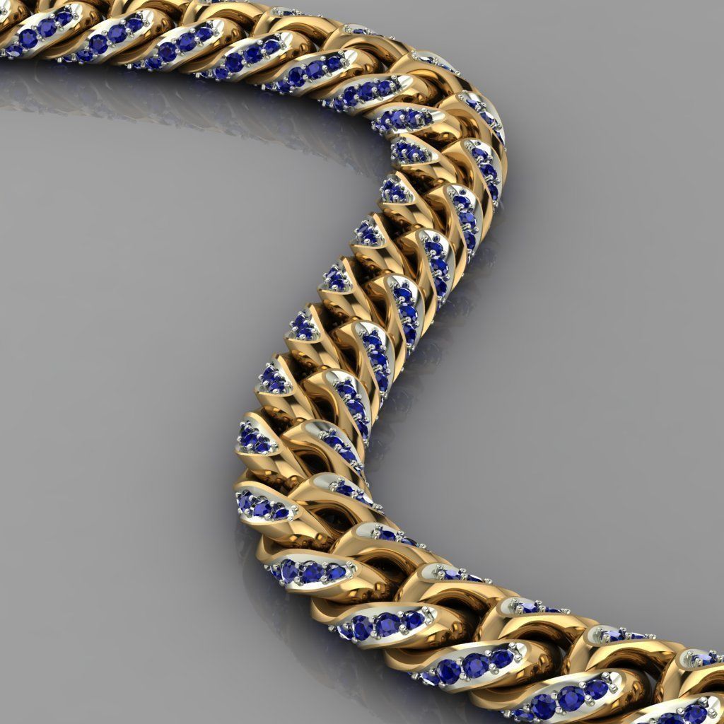 Miami cuban link chain bracelet 0069 3D print model_3