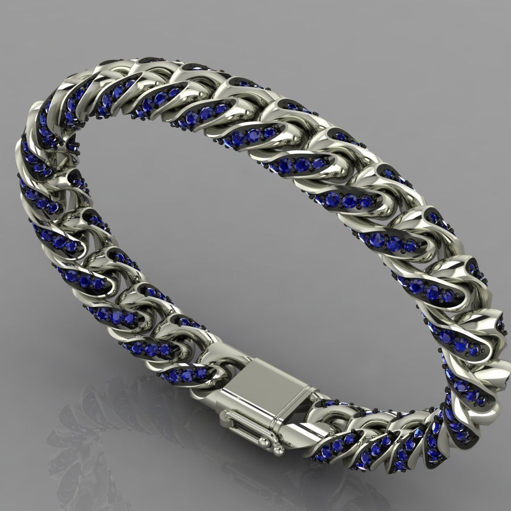 Miami cuban link chain bracelet 0069 3D print model_7