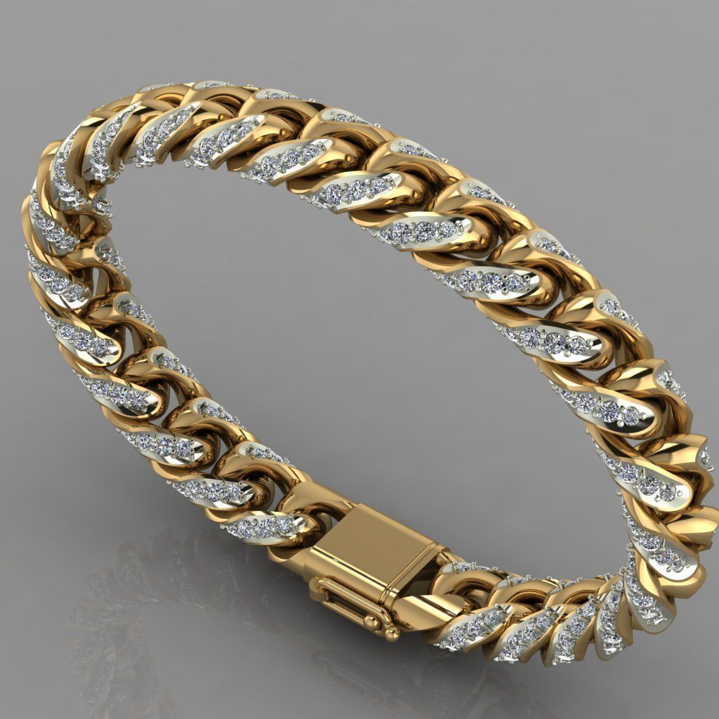 Miami cuban link chain bracelet 0069 3D print model_4