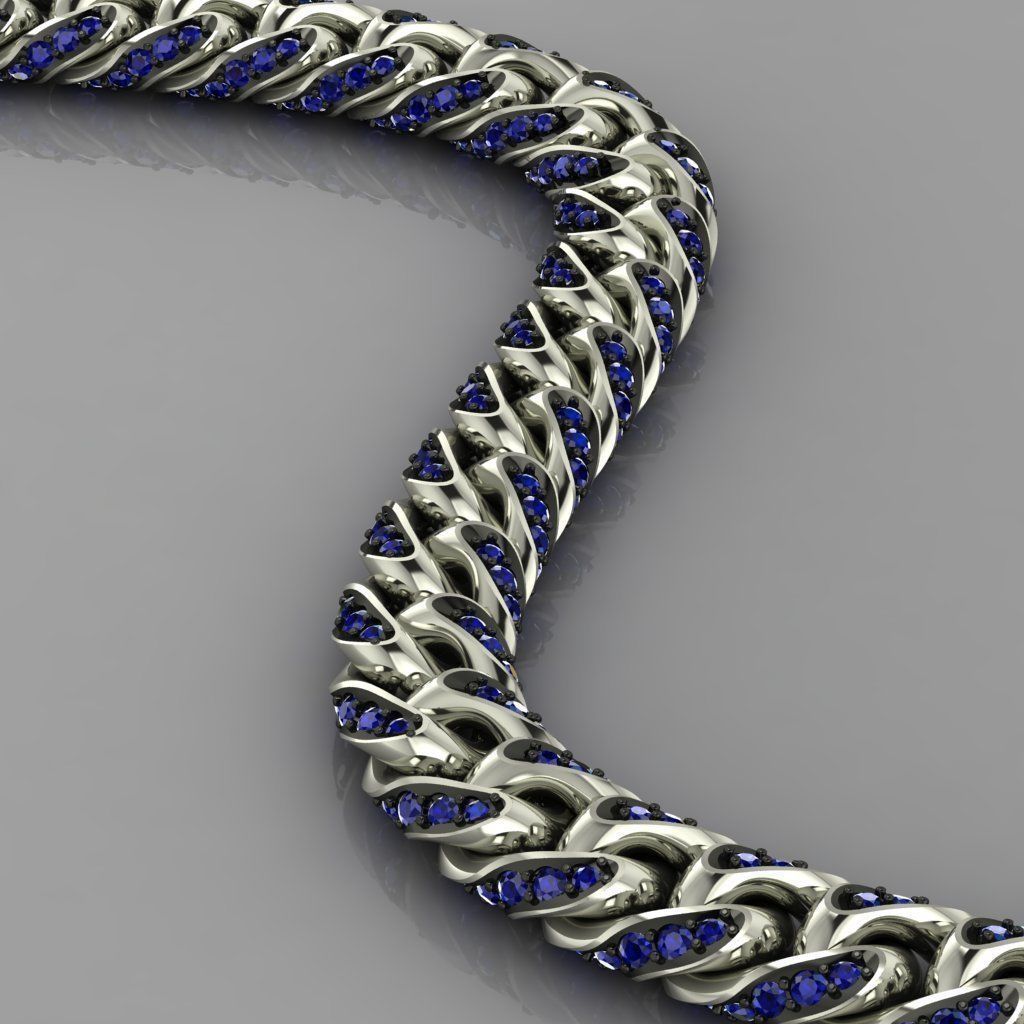 Miami cuban link chain bracelet 0069 3D print model_6