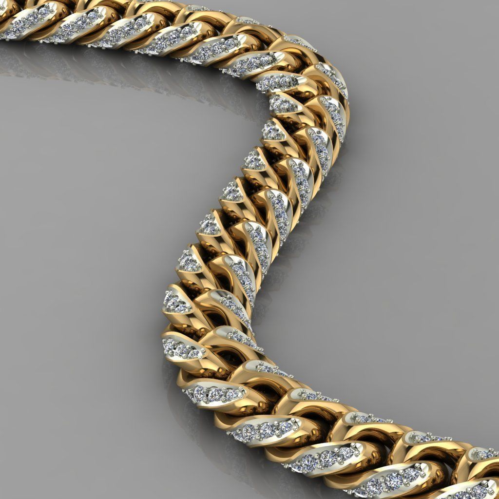 Miami cuban link chain bracelet 0069 3D print model_2