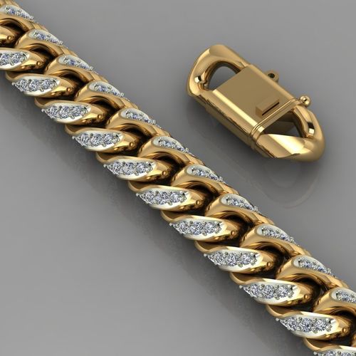 Miami cuban link chain bracelet 0069 3D print model