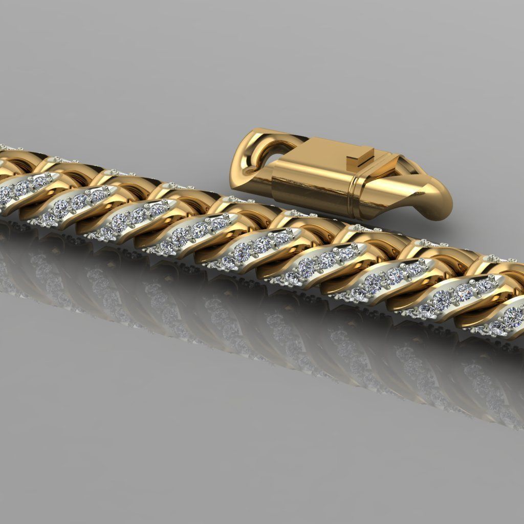 Miami cuban link chain bracelet 0069 3D print model_1