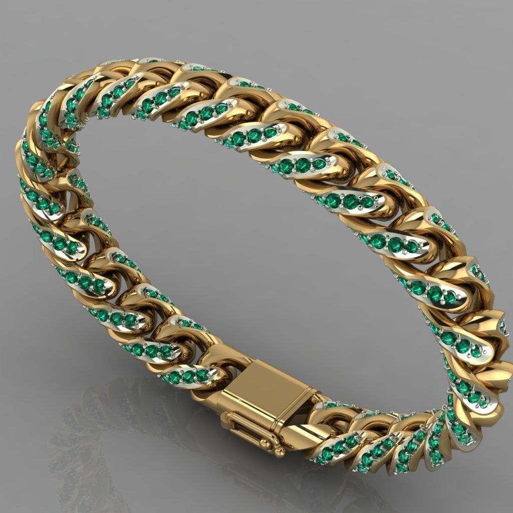 Miami cuban link chain bracelet 0069 3D print model_5