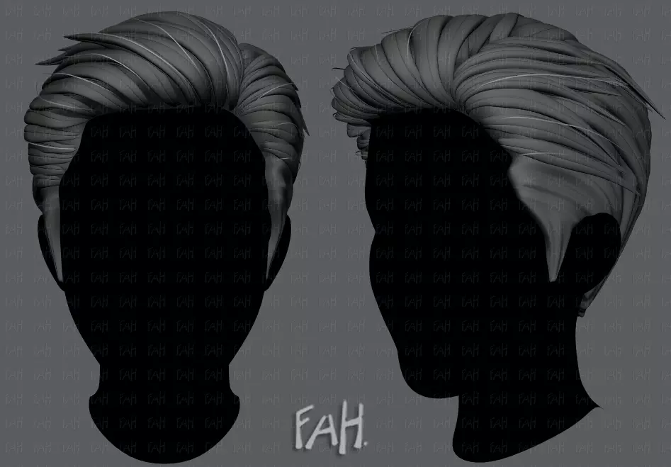 3D Hair style for Man V01 3D model_0