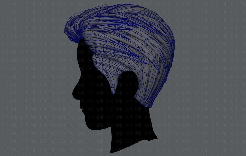 3D Hair style for Man V01 3D model_12