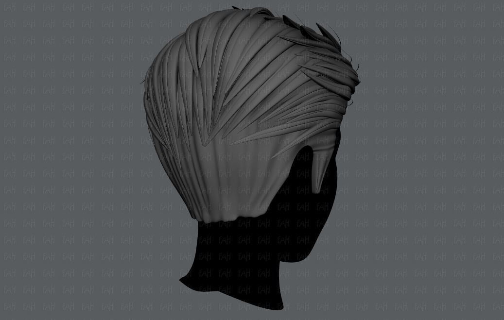 3D Hair style for Man V01 3D model_7