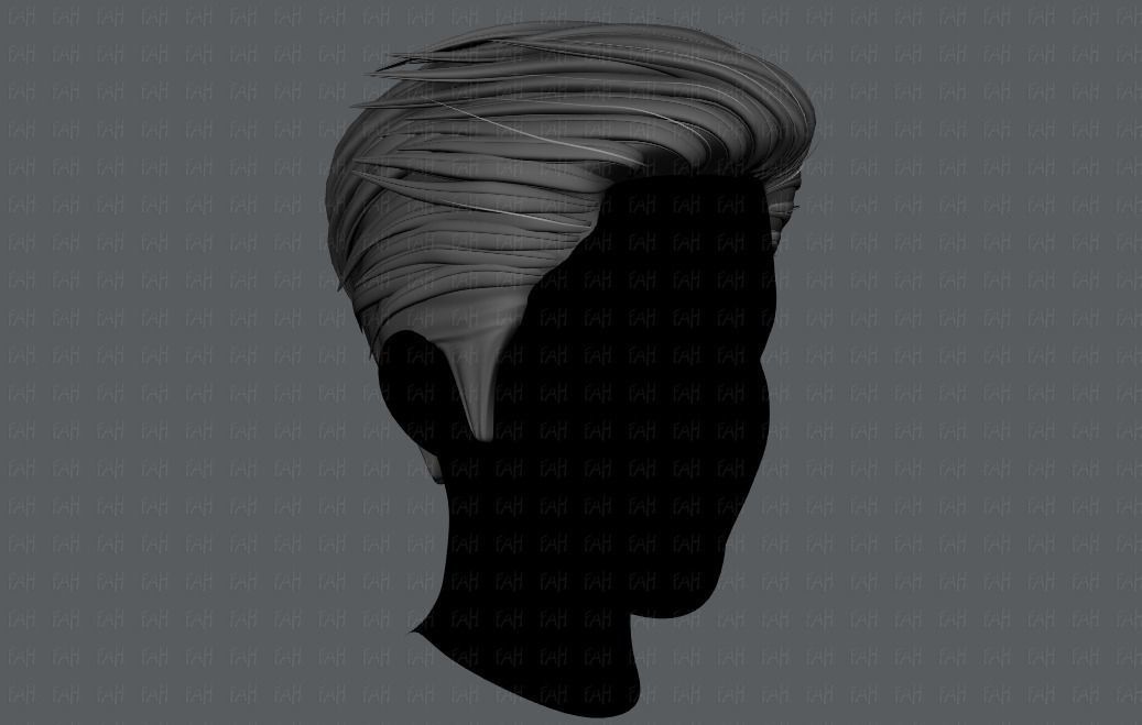 3D Hair style for Man V01 3D model_9