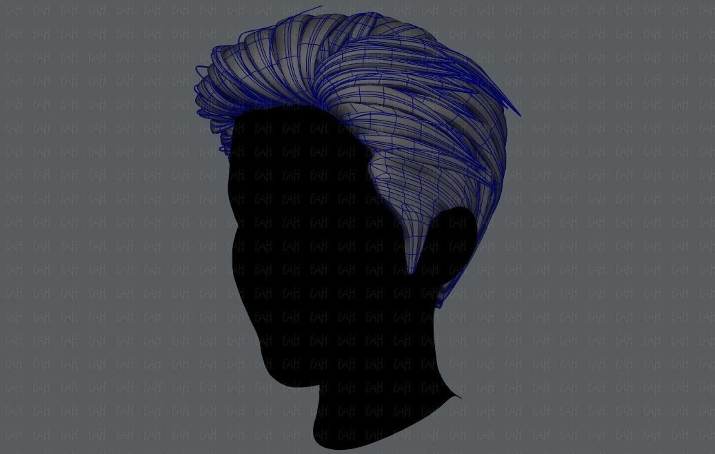 3D Hair style for Man V01 3D model_11