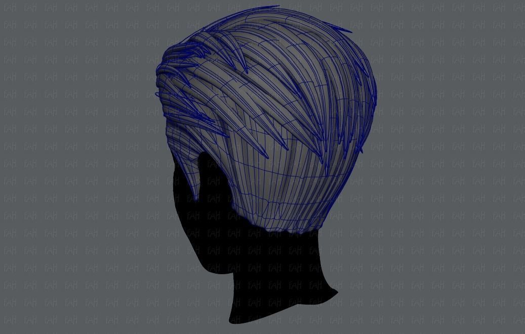 3D Hair style for Man V01 3D model_13