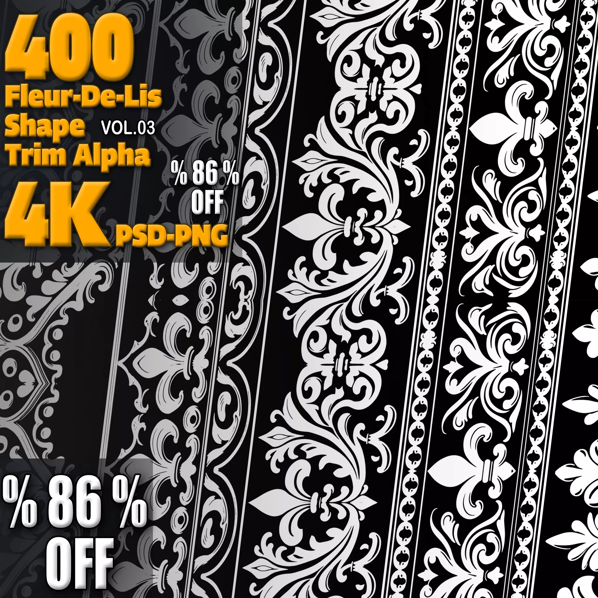 400 Fleur De Lis Shape Trim Alpha Vol03 3D model