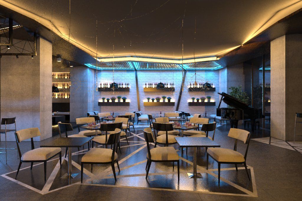 Restaurant Interior 3D model_1