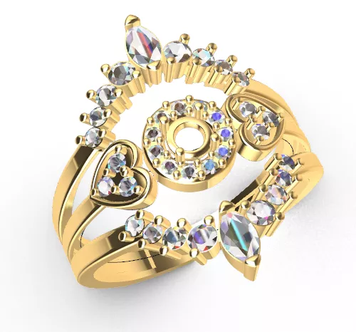 ANILLO TRIPLE ARGOLLA Y PIEDRAS 3D print model
