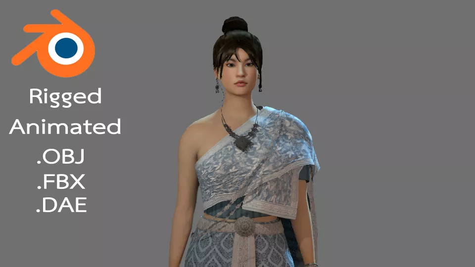 THAI-DRESS-WOMAN Low-poly 3D model