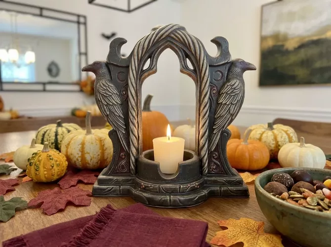 Gothic Crow Candle Holder STL  Halloween Decor