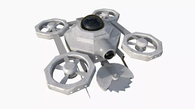 SciFi Military Drone I01 White - War Vehicle Fantasy