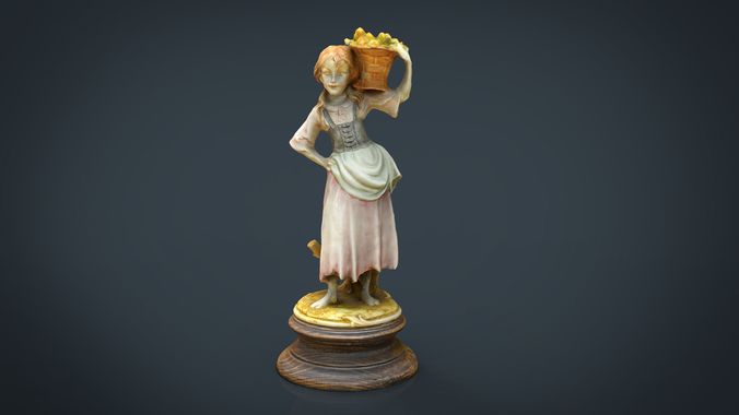 The grape picker Woman Low-poly 3D model