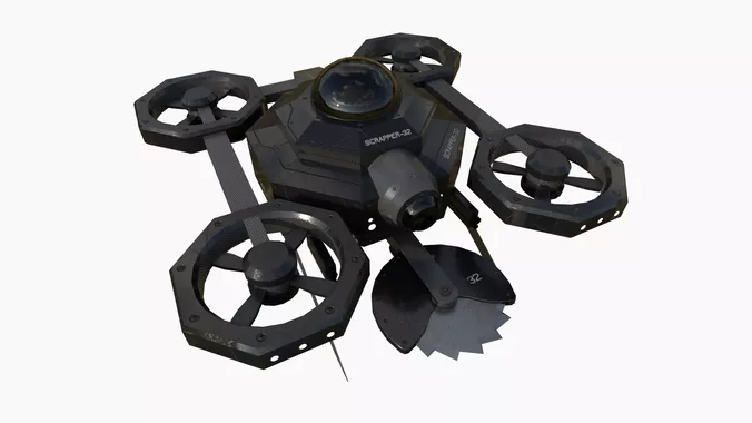 SciFi Military Drone I02 Black - War Vehicle Fantasy