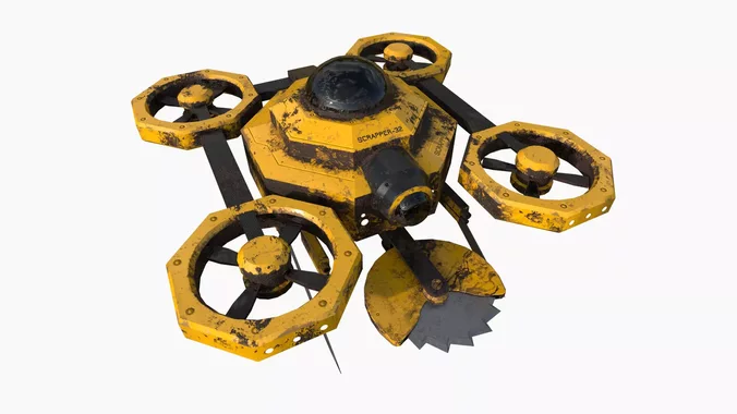 SciFi Military Drone I03 Yellow Dirt - War Vehicle Fantasy