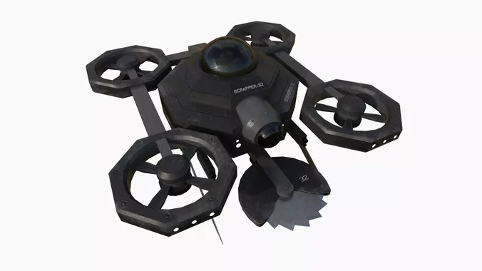 SciFi Military Drone I04 Black Dirt - War Vehicle Fantasy