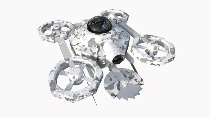 SciFi Military Drone I06 Snow Camo - War Vehicle Fantasy