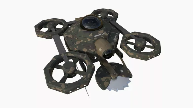 SciFi Military Drone I07 Forest Camo  - War Vehicle Fantasy