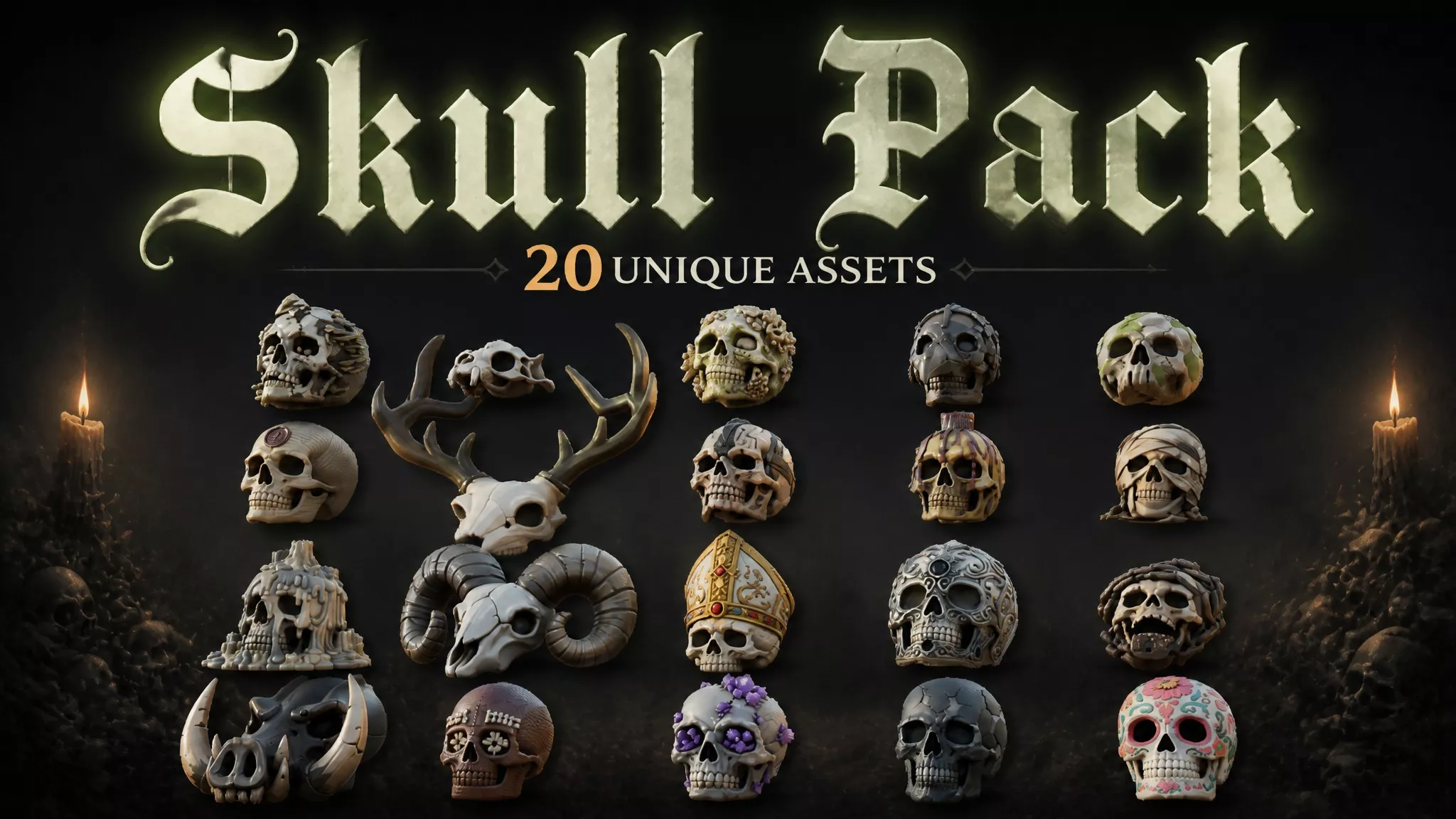 Skull Pack Low-poly 3D model