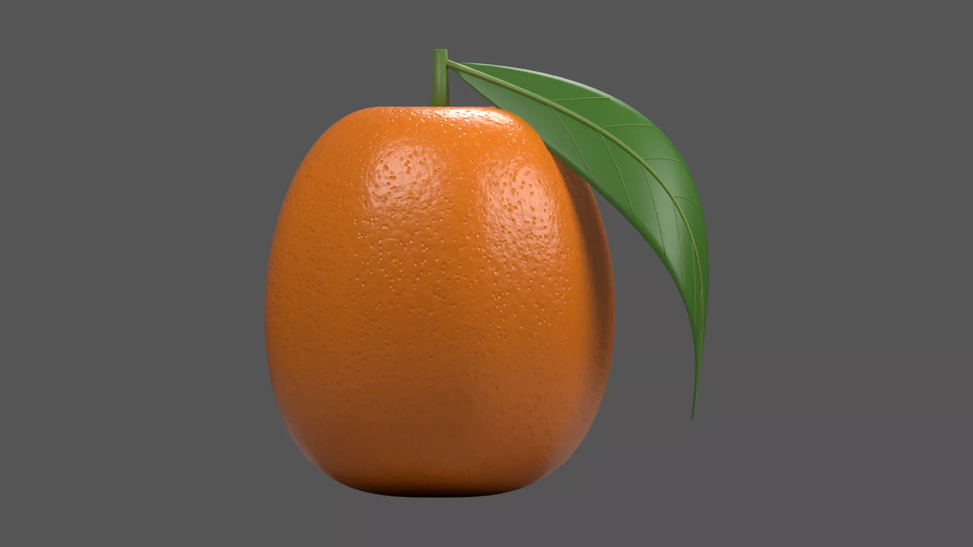 Tall Tangerine Fruit with Drooping Leaf Low-poly 3D model